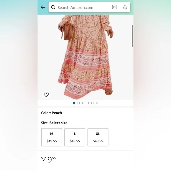 NWT Boho floral maxi dress vacation Euro Summer long sleeve - Picture 3 of 15